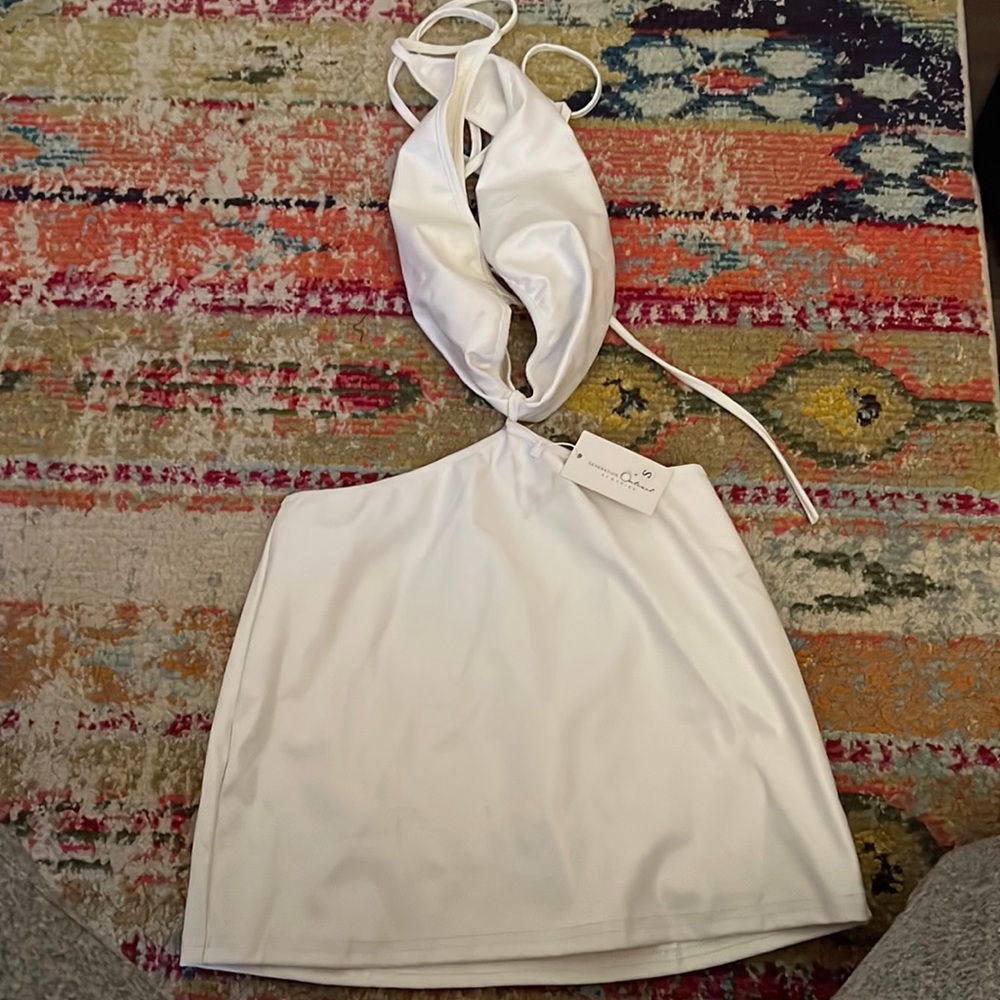 white wrap dress